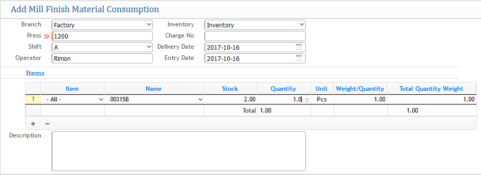 Mill Finish Consumption
